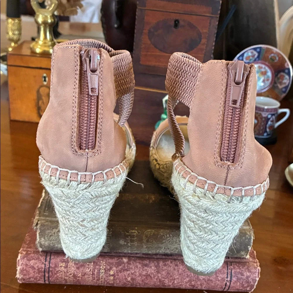 Steve Madden Pink Woven Elastic Espadrille Wedge Sandals